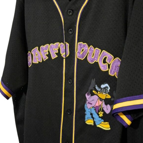 NWOT Men's Looney Tunes Daffy Freeze Max Hip Hop Button Up Baseball Jersey SZ 3X - Picture 8 of 16